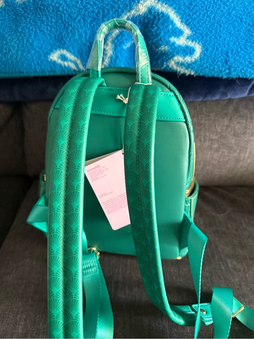 Hardtag Loungefly princess Tiana Teal Floral Mini Backpack with Matching Wallet - Picture 8 of 9